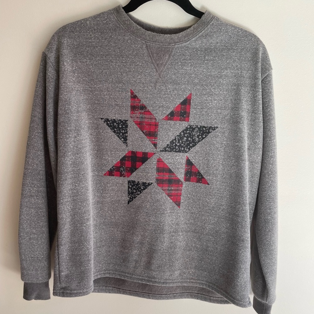 C&C California Gray Sweatshirt w/ Red Plaid Accents Size XS